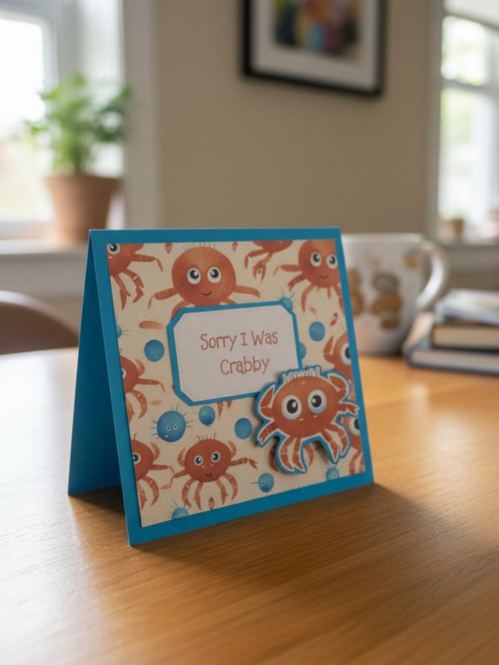 Handmade Sorry I Was Crabby Card | Cute Crab Apology Card | With Envelope